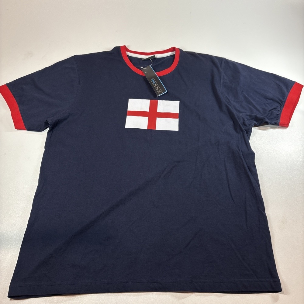 Vintage England Flag Etcetera Blue Red T-Shirt Size XL 90s Travel NWT